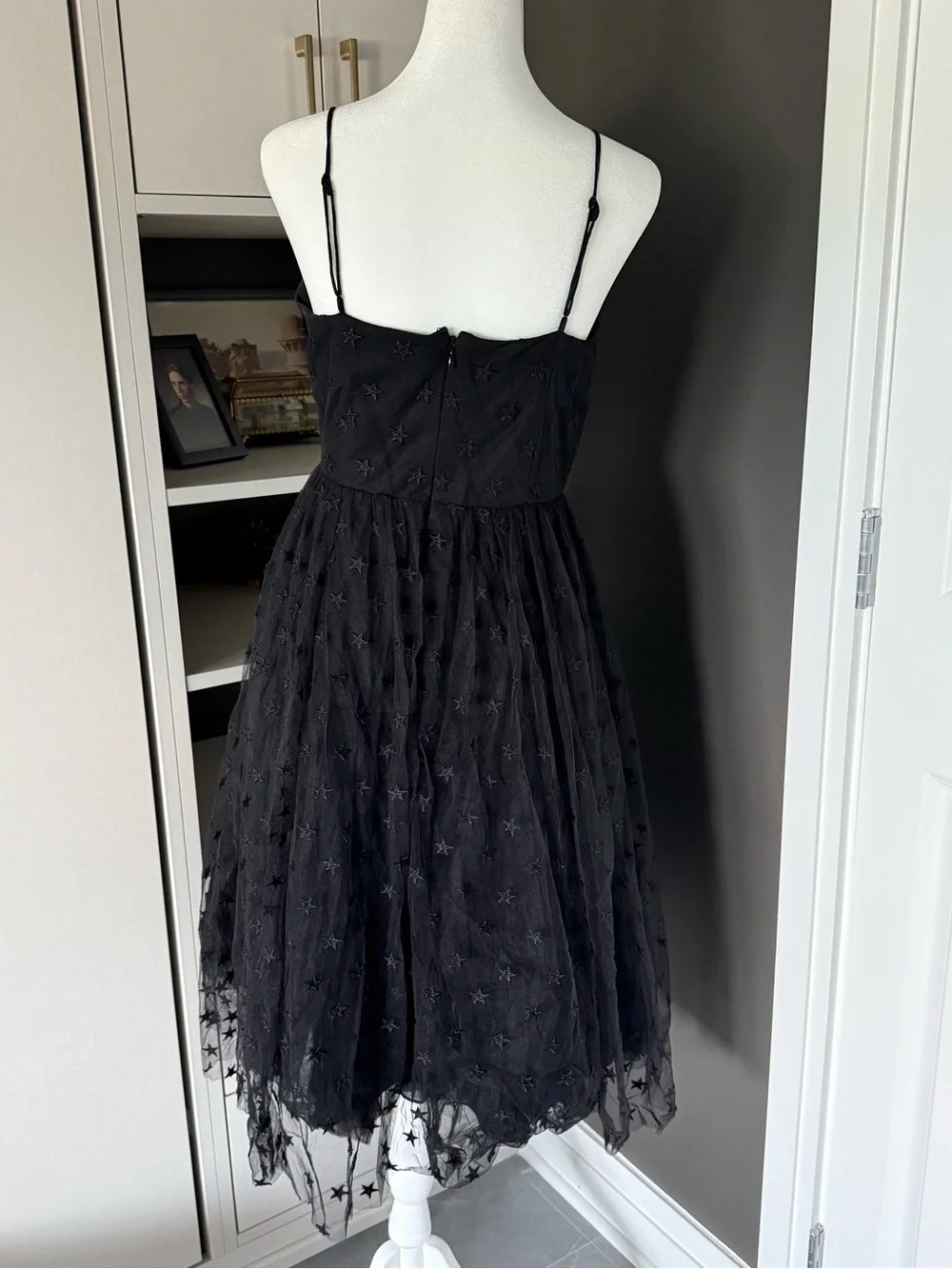 J. Crew Black Star-Embroidered Midi Dress